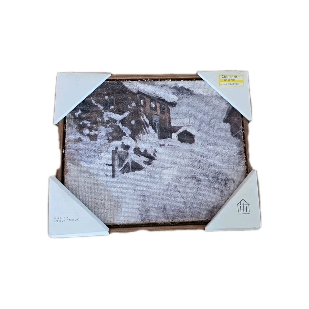 Hearth‎ & Hand Magnolia Snowy Cabin Framed Canvas Print Medium Horizontal #1048